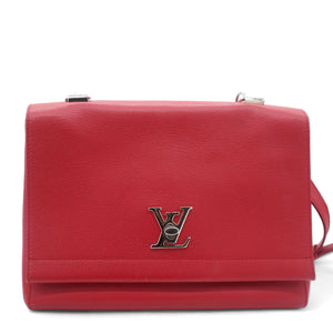 Red Leather Lockme II BB Top Handles