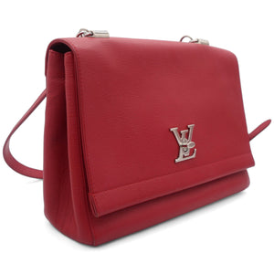 Red Leather Lockme II BB Top Handles