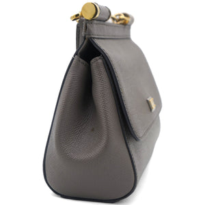 Grey Leather Medium Miss Sicily Top Handle Bag