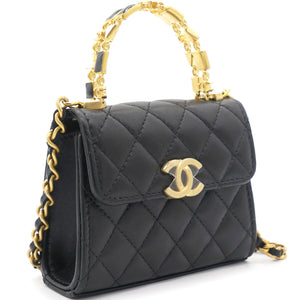 Mini Handle Clutch with Chain Black
