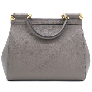 Grey Leather Medium Miss Sicily Top Handle Bag