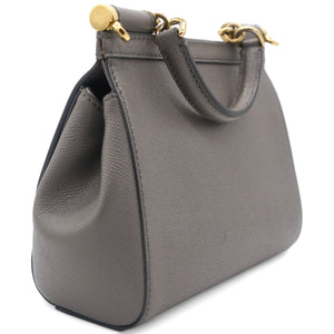 Grey Leather Medium Miss Sicily Top Handle Bag