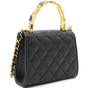 Mini Handle Clutch with Chain Black