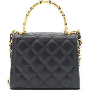 Mini Handle Clutch with Chain Black