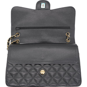 Black Quilted Caviar Jumbo Classic Double Flap Bag