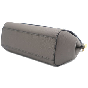 Grey Leather Medium Miss Sicily Top Handle Bag