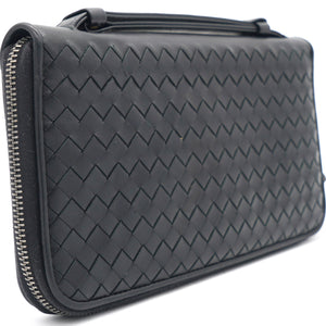 Brown Intrecciato Leather Zippy Travel Organiser