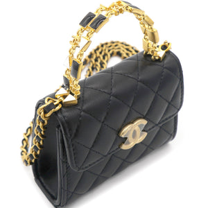 Mini Handle Clutch with Chain Black