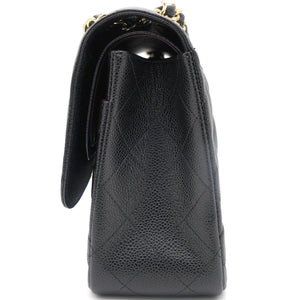 Black Quilted Caviar Jumbo Classic Double Flap Bag