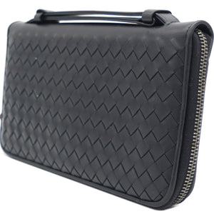 Brown Intrecciato Leather Zippy Travel Organiser