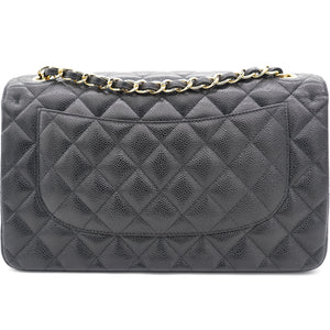 Black Quilted Caviar Jumbo Classic Double Flap Bag