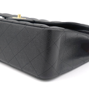 Black Quilted Caviar Jumbo Classic Double Flap Bag