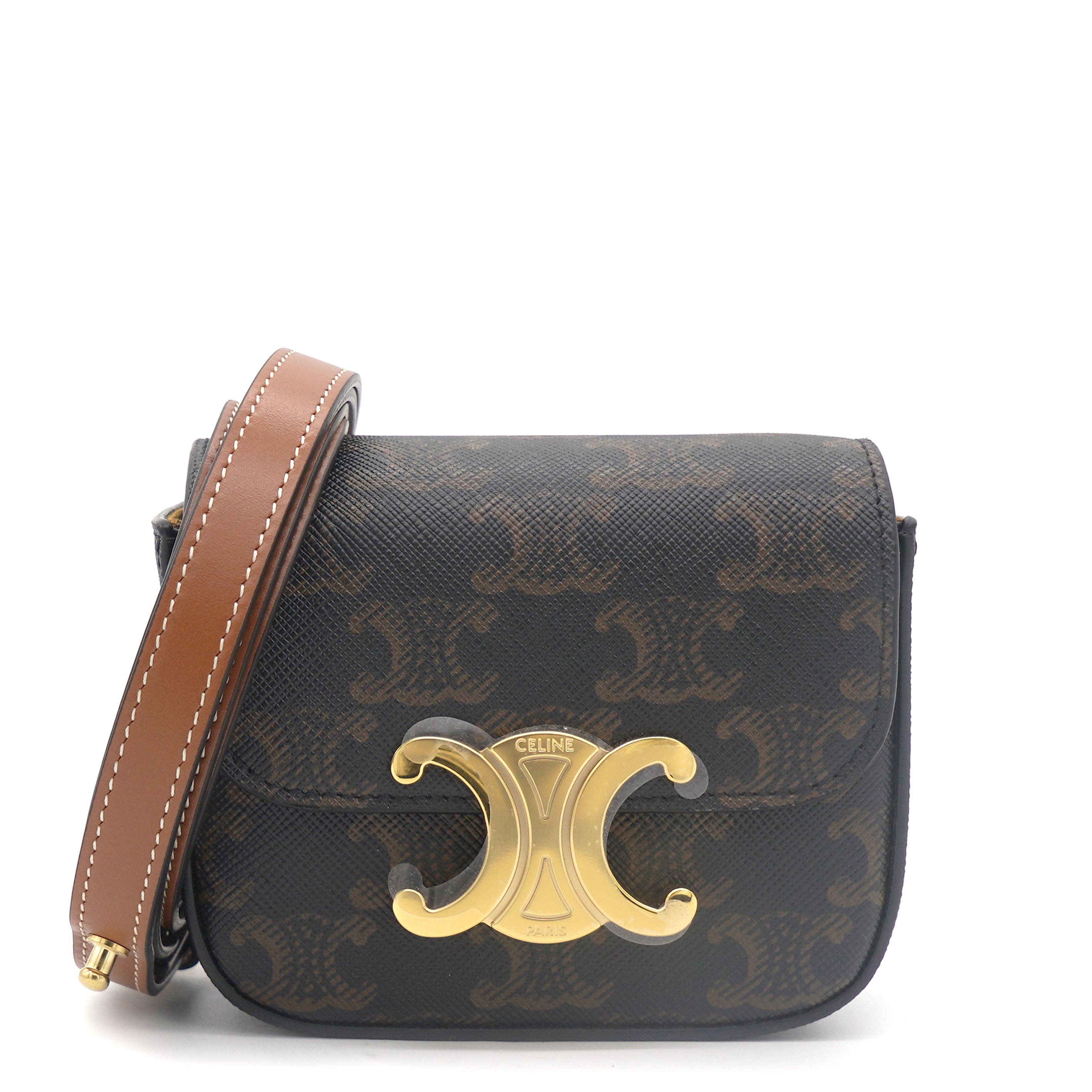 Mini Triomphe In Triomphe Canvas And Calfskin Tan