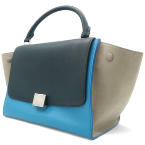 Trapeze Tri-color  Leather With Suede And Silver Hardware Bag