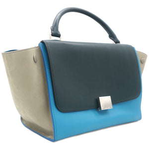 Trapeze Tri-color  Leather With Suede And Silver Hardware Bag
