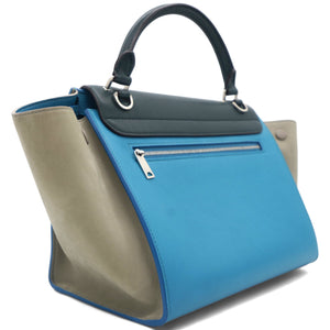 Trapeze Tri-color  Leather With Suede And Silver Hardware Bag