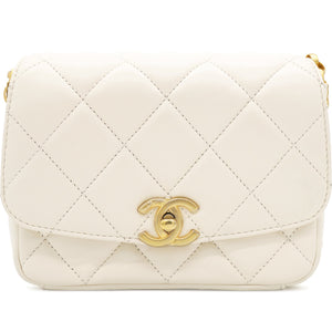 Quilted White Flap Bag
