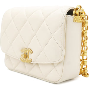 Quilted White Flap Bag