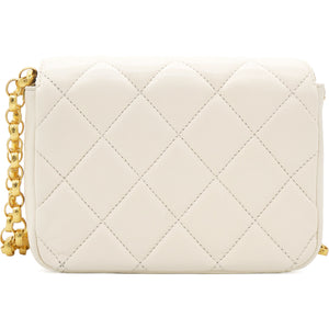 Quilted White Flap Bag