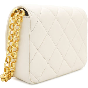Quilted White Flap Bag