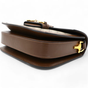 GG Supreme Monogram Horsebit 1955 Shoulder Bag Beige Brown Sugar