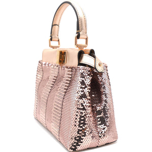 Mini Peekaboo Sequin Leather Pink 2WAY Handbag