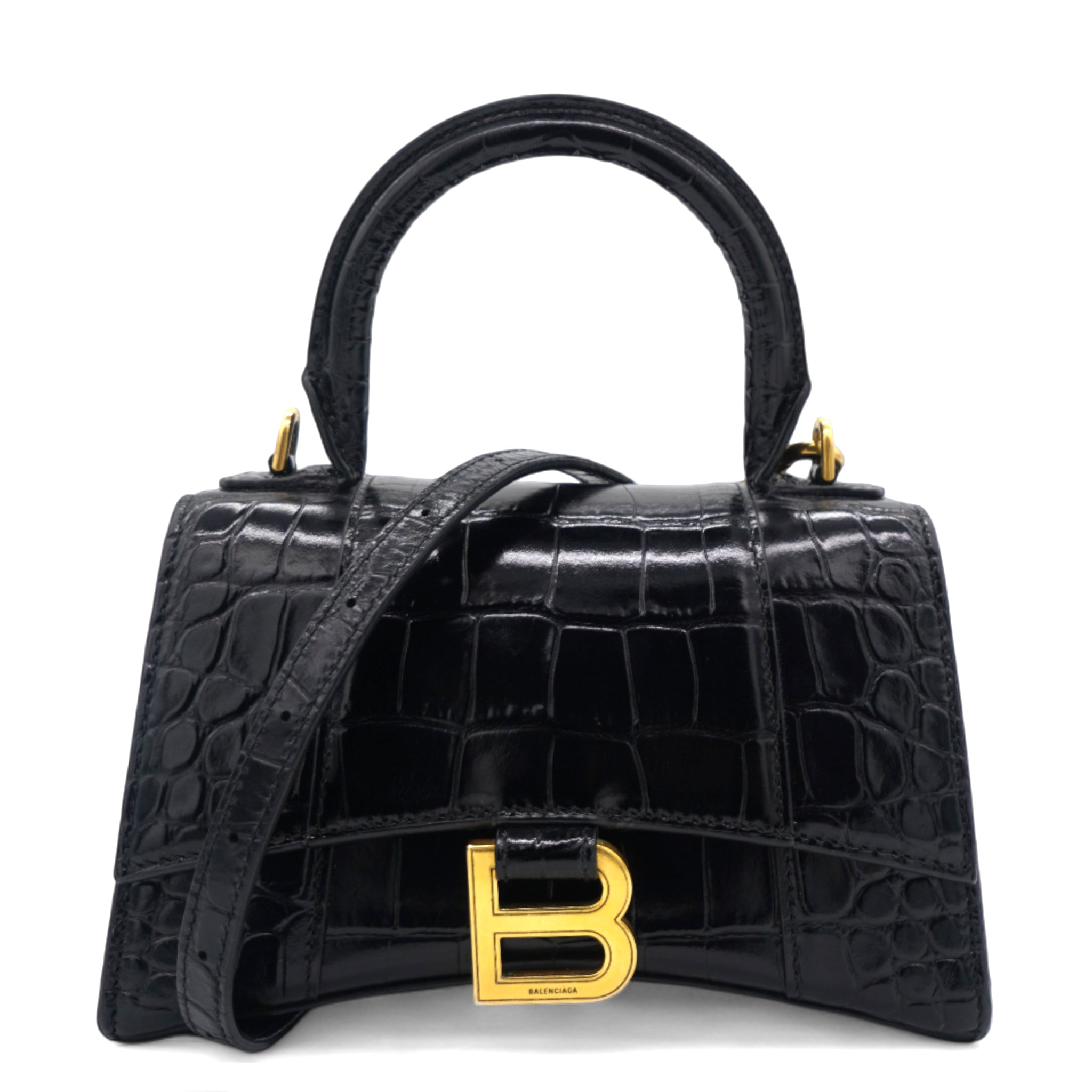 Black Xs Hourglass Top Handle Bag In 1000 Black