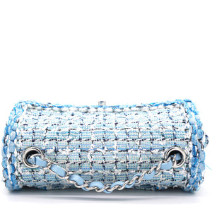 Tweed Quilted Mini Rectangular Flap Blue Multicolor
