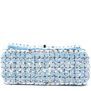 Tweed Quilted Mini Rectangular Flap Blue Multicolor