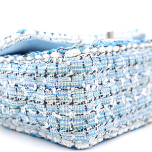 Tweed Quilted Mini Rectangular Flap Blue Multicolor