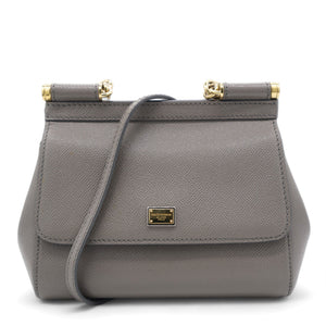 Grey Leather Medium Miss Sicily Top Handle Bag