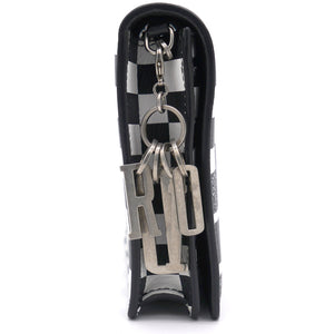 Calfskin Checkered Print Wallet On Chain WOC White Black