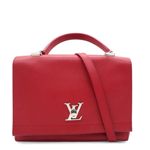 Red Leather Lockme II BB Top Handles