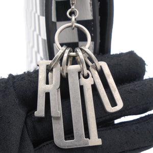 Calfskin Checkered Print Wallet On Chain WOC White Black