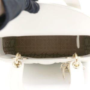 White Lambskin Cannage Small Lucky Badges My Lady Dior