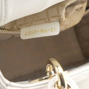 White Lambskin Cannage Small Lucky Badges My Lady Dior