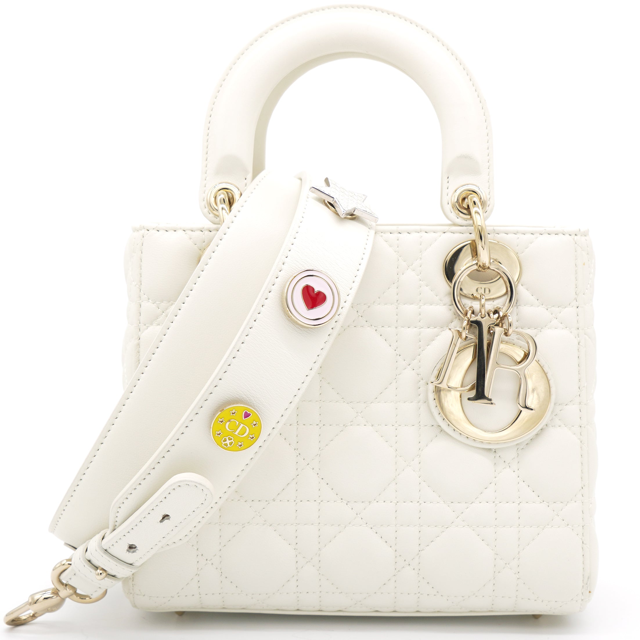 White Lambskin Cannage Small Lucky Badges My Lady Dior