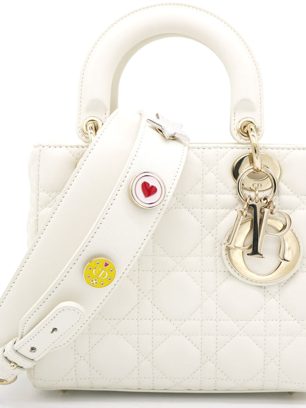 White Lambskin Cannage Small Lucky Badges My Lady Dior