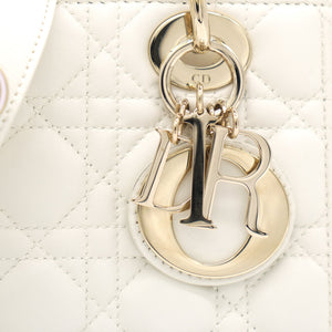 White Lambskin Cannage Small Lucky Badges My Lady Dior