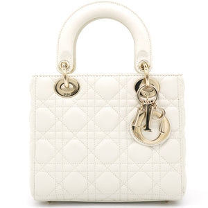 White Lambskin Cannage Small Lucky Badges My Lady Dior