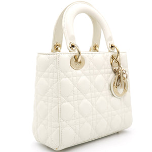 White Lambskin Cannage Small Lucky Badges My Lady Dior