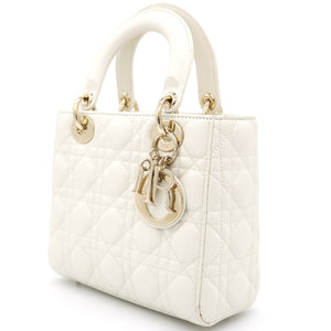 White Lambskin Cannage Small Lucky Badges My Lady Dior