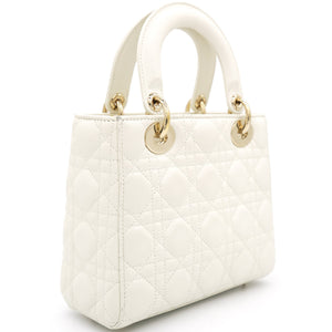 White Lambskin Cannage Small Lucky Badges My Lady Dior