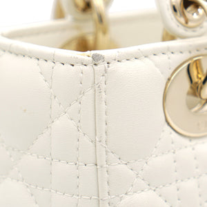 White Lambskin Cannage Small Lucky Badges My Lady Dior