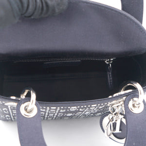 Satin Crystal Cannage Mini Lady Dior Black