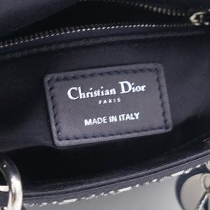 Satin Crystal Cannage Mini Lady Dior Black