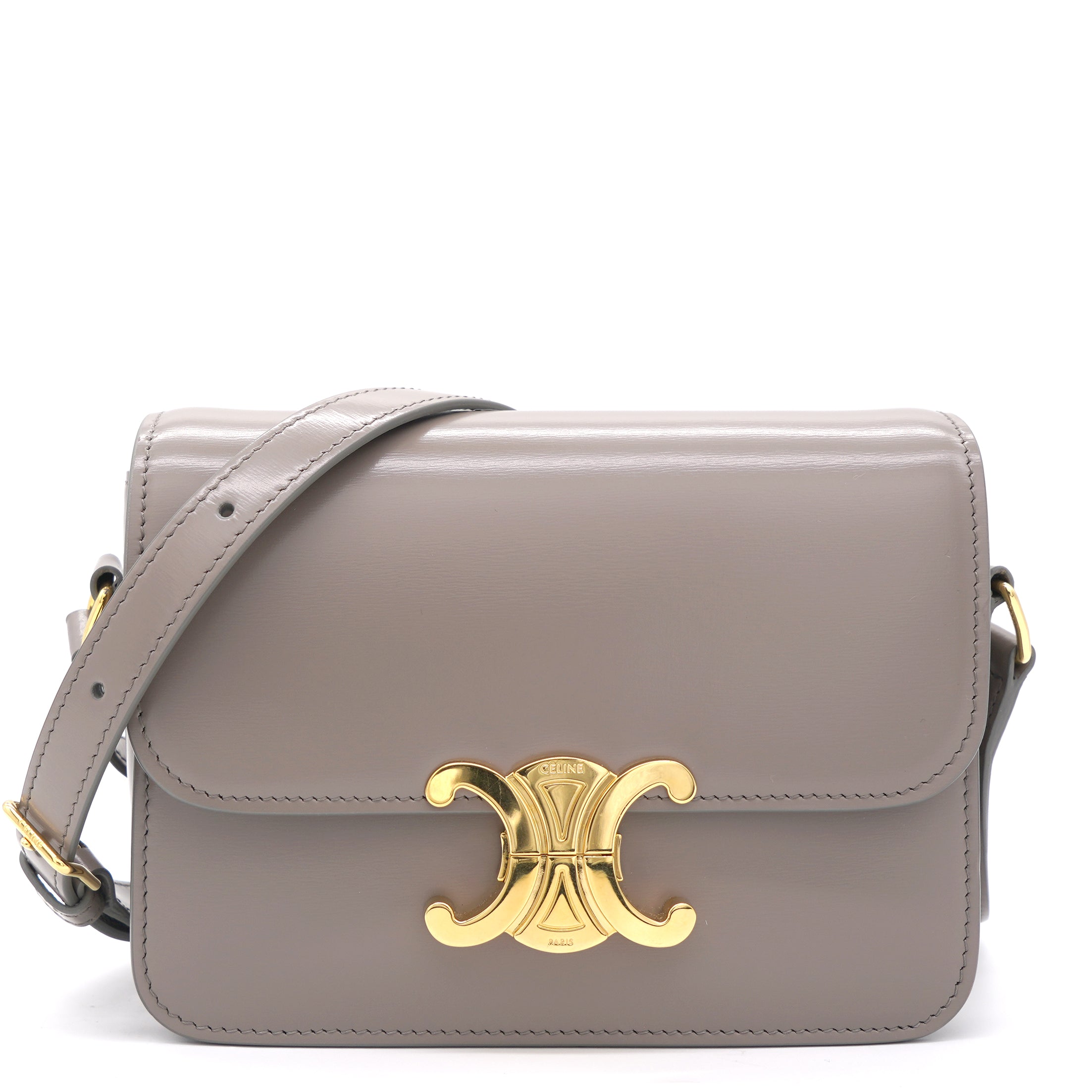 Teen Triomphe Bag in Shiny Calfskin Grey
