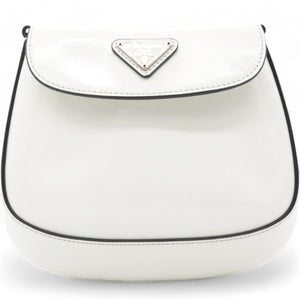Spazzolato Mini Cleo Flap Adjustable Strap Shoulder Bag White