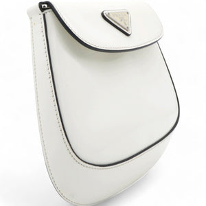 Spazzolato Mini Cleo Flap Adjustable Strap Shoulder Bag White