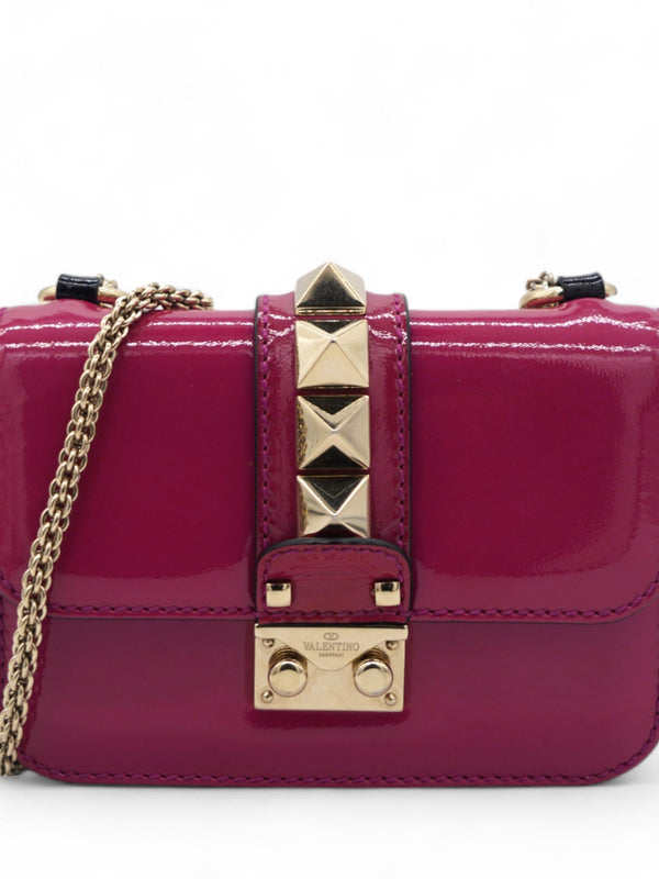 Vitello Mini Glam Lock Rockstud Flap Fuxia
